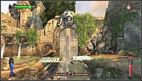 Musisz teraz powtórzyć wszystkie kroki, które wykonałeś do momentu dotarcia do zdobytego niedawno klejnotu, a więc dotrzeć do areny, pokonać i ujarzmić nowego Warga #1, a następnie przeskoczyć z jego pomocą nad pierwszą przepaścią - Etap 5 - Agharta (2) | Rozdział 2 | Castlevania Lords of Shadow - Castlevania: Lords of Shadow - poradnik do gry