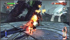 Jeśli chodzi o atakowanie bossa, polecam wykorzystywanie silniejszych umiejętności #1, a to dlatego, że po uniknięciu każdego z ataków rycerza będziesz zawsze miał kilka sekund na ich sprawne wyprowadzanie - Etap 9 - The Black Knight | Rozdział 2 | Castlevania Lords of Shadow - Castlevania: Lords of Shadow - poradnik do gry