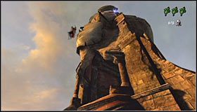 Po znalezieniu się w pomieszczeniu z zagadką obróć się w lewo i użyj haka na znajdującym się tu interaktywnym zaczepie #1 - Etap 1 - The Three Towers (4) | Rozdział 3 | Solucja Castlevania Lords of Shadow - Castlevania: Lords of Shadow - poradnik do gry