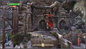 Fragment tutejszego mostu jest niestety zniszczony, tak więc musisz ponownie skorzystać ze zdobytych niedawno butów - Etap 1 - Mountain Fortress (1) | Rozdział 4 | Solucja Castlevania - Castlevania: Lords of Shadow - poradnik do gry