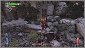 Wychyl teraz gałkę analogową w prawo, a główny bohater powinien przebić się przez ścianę #1 - Etap 1 - Mountain Fortress (1) | Rozdział 4 | Solucja Castlevania - Castlevania: Lords of Shadow - poradnik do gry