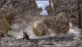 W celu dobicia ogra pozostało Ci już tylko sprawne zaliczenie pojawiających się w dość krótkich odstępach czasu trzech scenek QTE #1 #2 #3 - Etap 1 - Mountain Fortress (2) | Rozdział 4 | Solucja Castlevania - Castlevania: Lords of Shadow - poradnik do gry