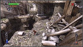 Uderz czupakabrę w celu ogłuszenia potwora #1, a następnie do niej podbiegnij i wciśnij prawy trigger żeby odzyskać skradziony ekwipunek - Etap 1 - Mountain Fortress (4) | Rozdział 4 | Solucja Castlevania - Castlevania: Lords of Shadow - poradnik do gry