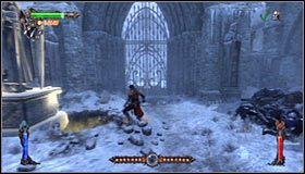 Po zlikwidowaniu potworów powtórnie skieruj się do wnętrza budynku i z użyciem mrocznej rękawicy (lewy trigger + X) popchnij nową statuę #1 - Etap 2 - Wygol Village (2) | Rozdział 5 | Solucja Castlevania Lords of Shadow - Castlevania: Lords of Shadow - poradnik do gry