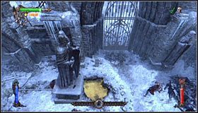 Po raz kolejny musisz poprosić Zobeka o pomoc, następnie rytmicznie wciskać przycisk X #1 i na koniec wcisnąć Y, co doprowadzi do zablokowania ostatniej trzeciej dziury #2 - Etap 2 - Wygol Village (2) | Rozdział 5 | Solucja Castlevania Lords of Shadow - Castlevania: Lords of Shadow - poradnik do gry