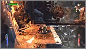 Po podniesieniu się kraty ponownie WYCIĄGNIJ drewniany element z mechanizmu i skieruj się z nim do lewego korytarza #1 - Etap 3 - Abbey Catacombs (2) | Rozdział 5 | Solucja Castlevania Lords of Shadow - Castlevania: Lords of Shadow - poradnik do gry