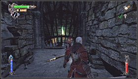 Skieruj się teraz w stronę wschodniej części dziedzińca i odszukaj mniej wytrzymały fragment ściany #1 - Etap 3 - Abbey Catacombs (3) | Rozdział 5 | Solucja Castlevania Lords of Shadow - Castlevania: Lords of Shadow - poradnik do gry