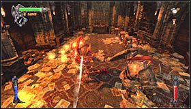 W celu wyrwania tarczy będziesz musiał rytmicznie wciskać wskazany przez grę przycisk #1 - Etap 4 - Abbey Library (1) | Rozdział 5 | Solucja Castlevania Lords of Shadow - Castlevania: Lords of Shadow - poradnik do gry