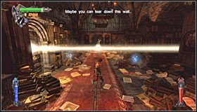 Popchnij tę statuę z pomocą mrocznej rękawicy, a powinna zatrzymać się w miejscu, w którym padają na nią promienie słoneczne #1 - Etap 4 - Abbey Library (2) | Rozdział 5 | Solucja Castlevania Lords of Shadow - Castlevania: Lords of Shadow - poradnik do gry