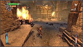 Podejdź do znajdującej się nieopodal płonącej barykady #1 i skorzystaj z haka w celu przedostania się na dziedziniec wioski - Etap 6 - Brauner | Rozdział 5 | Solucja Castlevania Lords of Shadow - Castlevania: Lords of Shadow - poradnik do gry