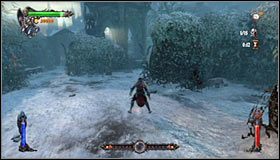 Po znalezieniu się w pokazanym na pierwszym screenie miejscu #1 zignoruj widoczną w oddali bramę i skieruj się w stronę dolnej części ekranu - Etap 2 - Maze Gardens (1) | Rozdział 6 | Solucja Castlevania Lords of Shadow - Castlevania: Lords of Shadow - poradnik do gry