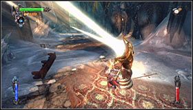 Skorzystaj z mrocznej rękawicy (przytrzymanie lewego triggera oraz X) #1 w celu przesunięcia statuy po szynie w lewo - Etap 3 - Castle Hall (1) | Rozdział 6 | Solucja Castlevania Lords of Shadow - Castlevania: Lords of Shadow - poradnik do gry