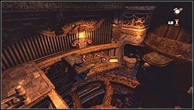 Wykonaj tu skok w stronę niewidocznej z tego miejsce niżej położonej LEWEJ półki #1 - Etap 2 - The Clockwork Tower (1) | Rozdział 8 | Solucja Castlevania - Castlevania: Lords of Shadow - poradnik do gry