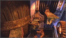 Przesuń się maksymalnie w prawo i zaczekaj aż będziesz mógł zeskoczyć na nowy trybik wielkiej maszyny, który pojawi się bezpośrednio pod głównym bohaterem #1 - Etap 2 - The Clockwork Tower (1) | Rozdział 8 | Solucja Castlevania - Castlevania: Lords of Shadow - poradnik do gry