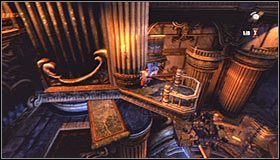 Po dotarciu do ściany musisz ponownie odczekać na moment gdy będziesz mógł zeskoczyć na pracujący pod Tobą trybik wielkiej maszyny #1 - Etap 2 - The Clockwork Tower (1) | Rozdział 8 | Solucja Castlevania - Castlevania: Lords of Shadow - poradnik do gry