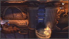 Opuść się i przesuwaj w prawo #1, docierając do miejsca, w którym bohater się odchyli, a Ty będziesz mógł wcisnąć przycisk skoku - Etap 2 - The Clockwork Tower (2) | Rozdział 8 | Solucja Castlevania - Castlevania: Lords of Shadow - poradnik do gry