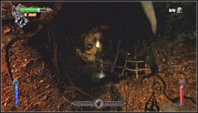 Musisz teraz zaliczyć dość skomplikowany manewr celem wylądowania przy znajdującym się POD Tobą tunelu - Etap 1 - Bones Forest (2) | Rozdział 9 | Solucja Castlevania Lords of Shadow - Castlevania: Lords of Shadow - poradnik do gry
