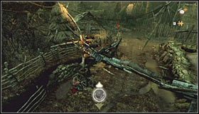 Kontynuuj przemarsz i zatrzymaj się dopiero przy podświetlonym przez grę lewym kole #1 - Etap 2 - Woes Moor (1) | Rozdział 9 | Solucja Castlevania Lords of Shadow - Castlevania: Lords of Shadow - poradnik do gry