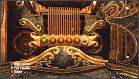 Podejdź teraz do prawej maszyny #1 i włóż do niej zielony cylinder, pozyskując przy okazji Scroll (Zwój) - Etap 3 - The Music Box (1) | Rozdział 9 | Solucja Castlevania Lords of Shadow - Castlevania: Lords of Shadow - poradnik do gry