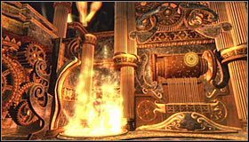 Po chwili powinieneś dotrzeć do miejsca, w którym znajduje się karmazynowy cylinder (Magenta Cylinder) #1 - Etap 3 - The Music Box (1) | Rozdział 9 | Solucja Castlevania Lords of Shadow - Castlevania: Lords of Shadow - poradnik do gry