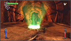 Skorzystaj z nowo odblokowanego górnego przejścia, wchodząc w interakcję z pokazanym na pierwszym screenie #1 lustrem - Etap 1 - Necromancers Abyss (4) | Rozdział 11 | Solucja Castlevania - Castlevania: Lords of Shadow - poradnik do gry