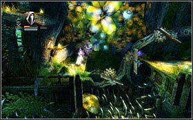 Znajdując się w miejscu, gdzie przed momentem stacjonował strzelający przeciwnik, będziesz mógł zdobyć ukryte nad głową mikstury (złodziejką) - Etap 2- Astral Hallways (1) | Opis przejścia Trine - Trine - poradnik do gry