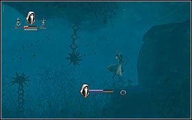 Pokonując wodę (złodziejką) nie zapomnij podnieść flaszeczki z dna, koło miejsca startu podwodnej wyprawy - Etap 5- Crystal Caverns (2) | Opis przejścia Trine - Trine - poradnik do gry