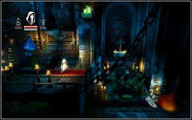 Idąc przed siebie dotrzesz do skał i kolejnego zbiornika z morderczym płynem - Etap 6- Crypt of the Damned (1) | Opis przejścia Trine - Trine - poradnik do gry