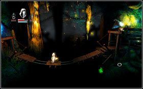 Skacząc po drewnianych półkach u góry rusztowania, dotrzesz do kolejnego mostu - Etap 6- Crypt of the Damned (2) | Opis przejścia Trine - Trine - poradnik do gry