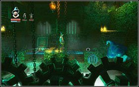 Kolejną znajdziesz po prawej nad miejscem, z którego wydostają się ogniste kulę (możesz tam dotrzeć tworząc wieżę z wyczarowanych skrzyń) - Etap 7- Forsaken Dungeons (1) | Opis przejścia Trine - Trine - poradnik do gry