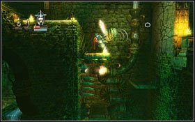 Po dotarciu do kolejnych czasowych platform odczekaj moment i przyjrzyj się w jaki sposób te otwierają się i zamykają, czekając na dogodny moment do rozpoczęcia serii skoków - Etap 7- Forsaken Dungeons (2) | Opis przejścia Trine - Trine - poradnik do gry