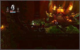 Na drugiej parze mniejszych kół zębatych wybuduj wieżę i wskocz po niej na ukryta u góry skalną półkę - Etap 8- Throne of the Lost King | Opis przejścia Trine - Trine - poradnik do gry