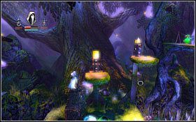 Idąc na prawo dotrzesz do pierwszych gałęzi, których możesz się złapać złodziejką - Etap 9- Fangle Forest (1) | Opis przejścia Trine - Trine - poradnik do gry