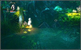 Po drugiej stronie zerknij na gałąź u góry ekranu - kolejna flaszeczka - Etap 9- Fangle Forest (2) | Opis przejścia Trine - Trine - poradnik do gry