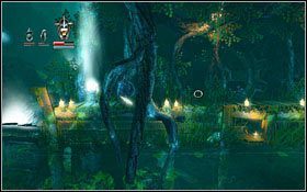 Teraz już możesz wskoczyć na drewniany pomost z punktem kontrolnym #4 - Etap 9- Fangle Forest (2) | Opis przejścia Trine - Trine - poradnik do gry