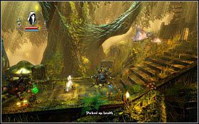 Wchodząc na szczyt znajdziesz kolejna miksturę leżącą na przejściu - Etap 10- Shadowthron Thicket | Opis przejścia Trine - Trine - poradnik do gry