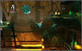 Z platformy ze skrzynią zerknij w górny lewy narożnik lokacji - znajdziesz tam ukrytą półkę z dwoma miksturami - Etap 12- Heartland Mines (2) | Opis przejścia Trine - Trine - poradnik do gry