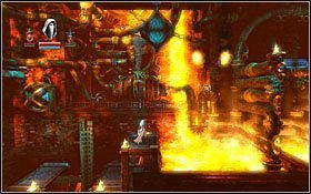 Na górze, po lewej stronie, ukrytą niewielką drewnianą półkę - Etap 14- Iron Forge (1) | Opis przejścia Trine - Trine - poradnik do gry