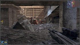 Idąc przed siebie dotrzesz w końcu do muru, obok którego znajduje się wejście do budynku [1] - Rozdział 5 - Kwatera (2) | Opis przejścia Frontlines Fuel of War - Frontlines: Fuel of War - poradnik do gry