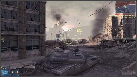 Kiedy podjedziesz bliżej budynku uważaj na wrogie czołgi [1], która patrolują okolice - Rozdział 6 - Historia się powtarza (1) | Opis przejścia Frontlines Fuel of War - Frontlines: Fuel of War - poradnik do gry