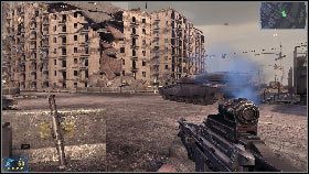 Jednocześnie uważaj na wrogich żołnierzy, a szczególnie snajperów, którzy mogą kryć się w gruzach okolicznych budynków [1] - Rozdział 6 - Historia się powtarza (1) | Opis przejścia Frontlines Fuel of War - Frontlines: Fuel of War - poradnik do gry