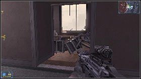 Po znalezieniu się na górze skręć w korytarz z prawej, wychyl się zza narożnika i granatnikiem zniszcz działko stacjonarne [1] - Rozdział 6 - Historia się powtarza (2) | Opis przejścia Frontlines Fuel of War - Frontlines: Fuel of War - poradnik do gry