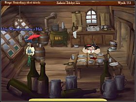 Przekonasz się, że śpiący przy stole kucharz trzyma jedyną na statku pełną butelkę rumu - Piracki okręt Howella | Opis przejścia Jolly Rover - Jolly Rover - poradnik do gry