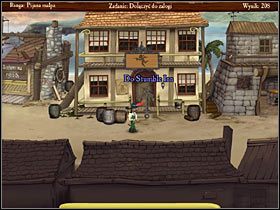 Po rozmowie z gubernatorem i opuszczeniu twierdzy skieruj się do miasta (w lewo) - Groggy Island (1) | Opis przejścia Jolly Rover - Jolly Rover - poradnik do gry