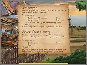 Przeczytaj go (kliknij nim na Roverze), przekonasz się, że potrzebujesz następujących składników: świeżych owoców lub warzyw, jajek na twardo, dwóch rodzajów świeżego lub marynowanego mięsa, wina, przypraw - Groggy Island (2) | Opis przejścia Jolly Rover - Jolly Rover - poradnik do gry