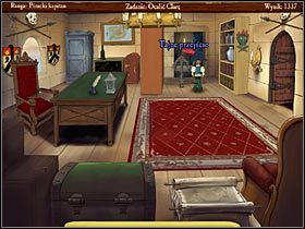 W gabinecie gubernatora podejdź do regału ze statkiem w wielkiej butli i weź trzy drewniane owoce ze stojącej na nim misy - Groggy Island ponownie | Opis przejścia Jolly Rover - Jolly Rover - poradnik do gry