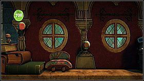 W następnej sekcji musimy chwycić jednego z pudełek z wieży i w ten sposób zrzucić na dół bańkę - Chwytaj i bujaj | Kryjówka Da Vinci | LittleBigPlanet 2 - LittleBigPlanet 2 - poradnik do gry