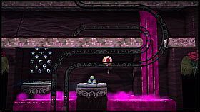 Zanim zjedziemy torem z poręczy na ciastku przebiegamy w prawo i przeskakujemy po dwie bańki - Sprytne ciastka | Laboratorium Wiktorii | LittleBigPlanet 2 - LittleBigPlanet 2 - poradnik do gry