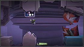 Kolejna misja transportowa - przenosimy w sumie cztery Sackboty na prawo, uważając na niebezpieczeństwa (spadający gruz i elektryczność) - Skazani na Sackboty | Avalonia | LittleBigPlanet 2 - LittleBigPlanet 2 - poradnik do gry