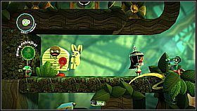 Po rozpoczęciu poziomu biegniemy w lewo aby zebrać nowy materiał - Pomoc jest cnotą | Azyl Ewy | LittleBigPlanet 2 - LittleBigPlanet 2 - poradnik do gry